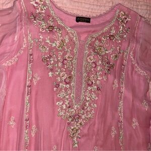 Pink Embroidered Designer Agha Noir three pcs